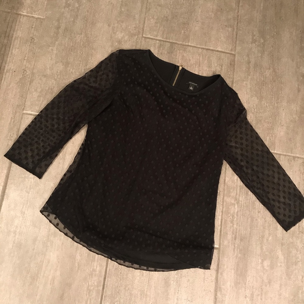 Ann Taylor Black Polka Dot Shirt